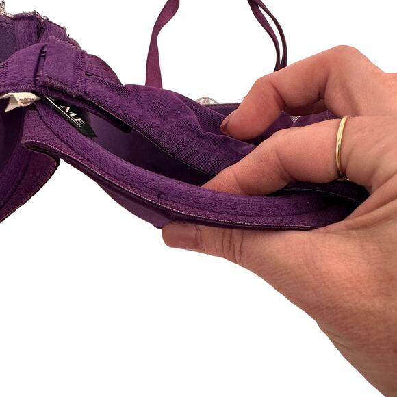 Adore Me Purple & White Satin Lace Padded Push-Up Bra Size 34F - Picture 6 of 8